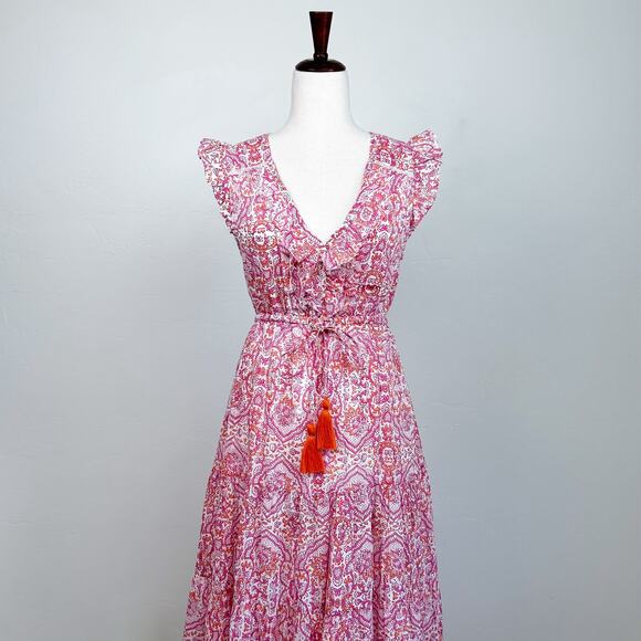 Mer St. Barth Giselle Safi Pink V-Neck Maxi Dress NWT - Picture 4 of 10